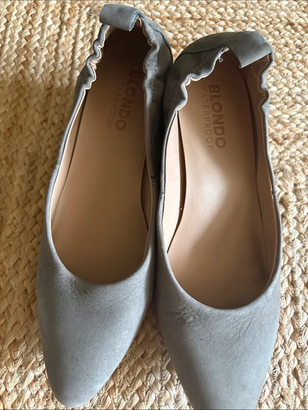 Blondo Etta Gray Pointed-Toe Waterproof Ballet Flats-size 7.5